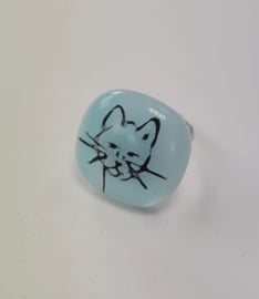Kat / poes ring met glazen applicatie
