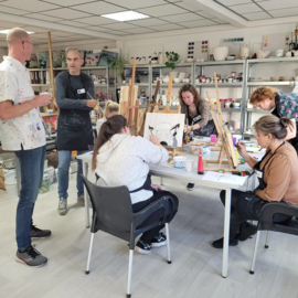 Teamuitje acryl schilderen op steigerhout of canvas. Raalte