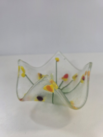 Sfeerlichtje gele bloemen glasfusion