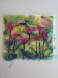 Bloemen: Wol vilt schilderij