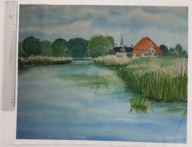 Landschap 38 x 48 cm stof