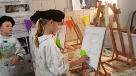 Kinderfeestje dier schilderen op canvas