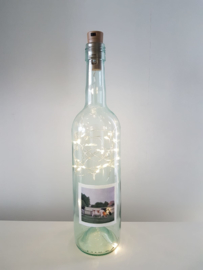 Fles met koeien aquarel : sfeerlicht, nootjes, suikerpot of vaasje.