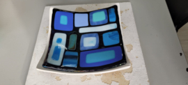 Glazen blauwe abstracte schaal glasfusion