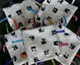 label cloth of cows (waffle fabric behind)