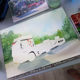Les aquarel schilderen van narcis: Realtime tutorial video + werkbladen + lijntekening