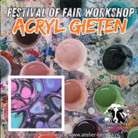 Acryl giet kunst maken workshop op een fair / festival