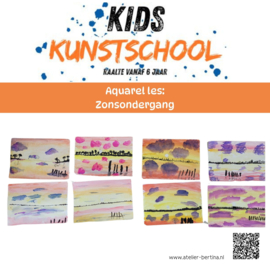 Kidskunstschool les: aquarel zondsondergang