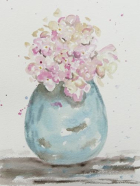 Bloemen in pot aquarel schilderij