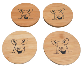 4 x pig coasters