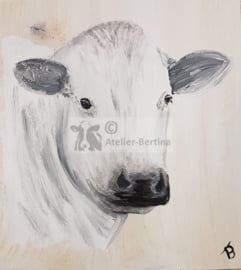 Cow on scaffolding wood (small) 20 x 20 cm