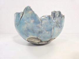 Structuren Kom keramiek met blauwe glazuur