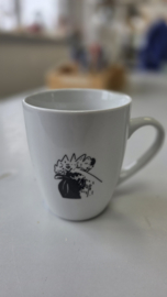 Mok haan (groot) zwart wit