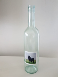 Fles met paarden aquarel : sfeerlicht, nootjes, suikerpot of vaasje.