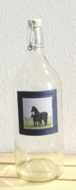 Karaf fles  met paard aquarel : sfeerlicht, nootjes, suikerpot of vaasje.