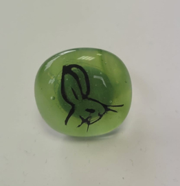 konijn ring met glazen applicatie