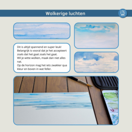 Les lucht en water opzetten aquarel: realtime achtergrond + werkbladen + lijntekening
