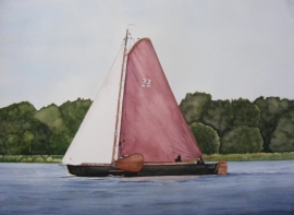 Praam aquarel schilderij