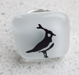 Lapwing ring with glass application