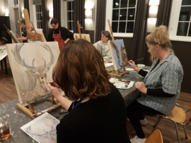 Resultaten januari 2020 workshop schilderen op canvas in Hantum