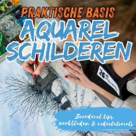 Praktische basis aquarel schilderen (fysiek kennisboek, tutorials en fysieke werkbladen boek)