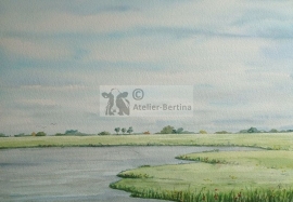 Aquarel water landschap schilderij