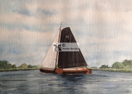 Frisian sailboat watercolor painting