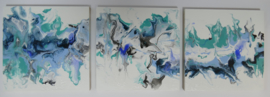 Drie luik: blauw acryl gieten 20  x 60 cm