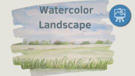 Les Landschap voor beginners aquarel:  timelaps achtergrond + werkbladen + lijntekening