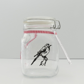 Voorraadpot /weckpot met vogel
