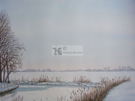 Winter watercolor painting