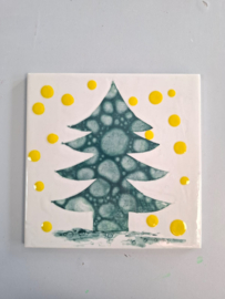 Zaterdag 5 december 2026 Kerst tegel tableau, silhouet en bellenblaas glazuur workshop