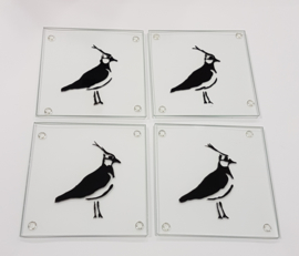 4 x glass coasters lapwing