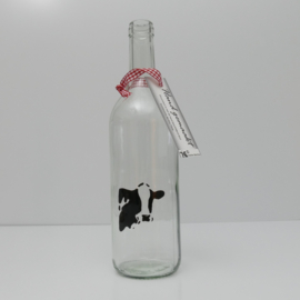 Bottle with cow painting: mood light, nuts, sugar bowl or vase.