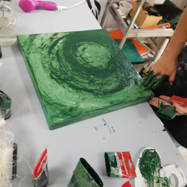 Workshop mixed media met acrylverf in Raalte