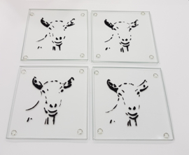 4 x glass coasters goat