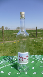 Fles met klaprozen aquarel : sfeerlicht, nootjes, suikerpot of vaasje.