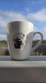 Mok haan (groot) zwart wit