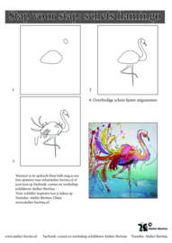 Gratis leskaart: stap voor stap schetsen flamingo