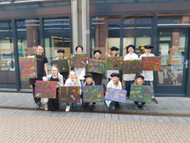 Kinderfeestje action painting schilderij