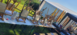 Schilderen op steigerhout fair / festival workshop