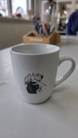 Mok haan (groot) zwart wit