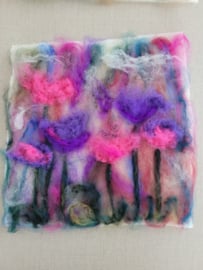 Bloemen: Wol vilt schilderij