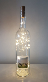 Bottle with lapwing painting: mood light, nuts, sugar bowl or vase.