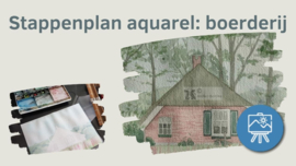 Les sallande boederij aquarel: stappenplan tutorial video + werkbladen + lijntekening