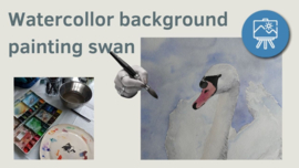 Les vogel zwaan aquarel: timelaps achtergrond + werkbladen + lijntekening
