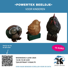 Woensdag 4 juni 2025:  powertex beeldje maken voor kinderen