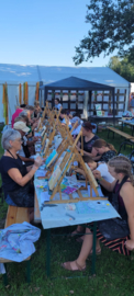 Schilderen op steigerhout fair / festival workshop