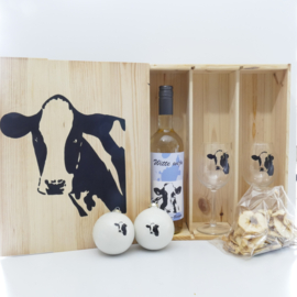 Koe kerst wijn geschenken / cadeau pakket