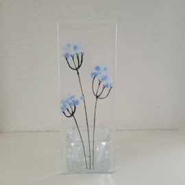 Sfeerlichtje blauwe bloemen glasfusion